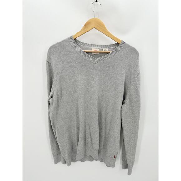 Levi's Gray V-Neck Pullover Knit Sweater 100% Cotton Mens Size XXL - Picture 1 of 9